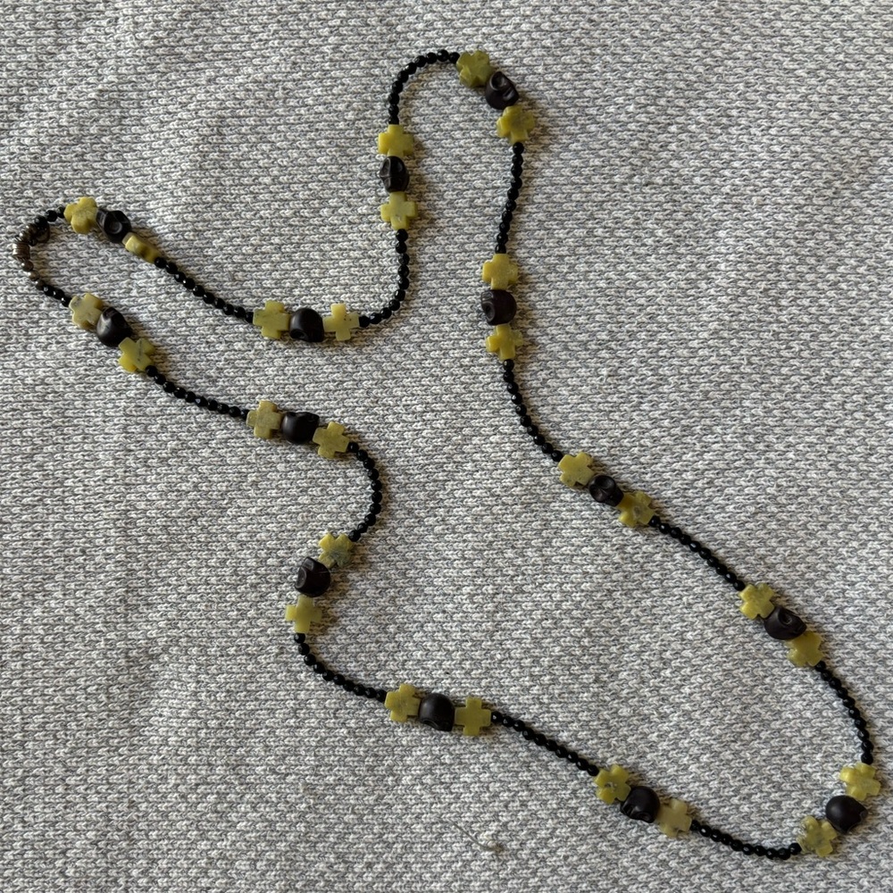 Handmade Mala Necklace with Semiprecious Handcarved Beads 📿